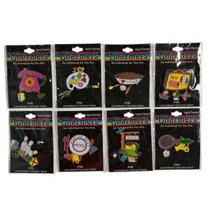 Vintage 1998 Charmers Pins Novelty Hand Painted Dangle Misc Lot‎ Set of 8